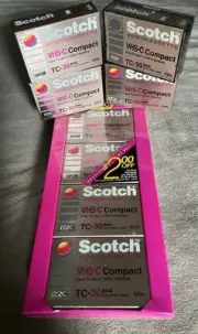 Scotch Video Cass VHS-C Compact TC-30 EXG Extra High Grade 4 Pack + 4 FREE