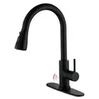 Matte Black Non-Touch Kitchen Faucet, Motion Sensor Kitchen Faucet with Pull ...