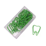 20Pcs/Box Green Tooth Shape Paper Clips Escolar Bookmarks Photo Memo Ticket Clip Stationery School Supplies Gifts