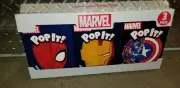 NIP Marvel Comics Pop It 3 Pack Silicone Sensory Toy Spidey, Cap, Iron Man