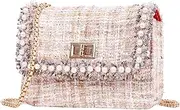 [KOHOJO] Women'S Small Crossbody Bag Fashion Pearl Satchel Shoulder Bag Chain Small Pearl Purse Handbag Clutch Bag Evening Bag