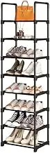 ALINK Narrow Shoe Rack 8Tiers Tall Shoe Rack for Entryway 18-20 Pairs Shoe and Boots Organizer Storage Shelf Space Saving Large Shoe Tower Durable Black Metal Stackable Shoe Cabinet