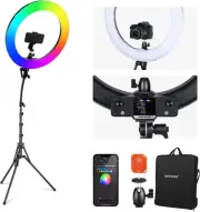 NEEWER 18 Inch RGB LED Ring Light APP Control with Stand and Phone Holder, 42W D
