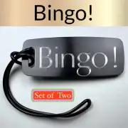 TWO Black Custom Luggage Tags Baggage Tag Carry On Bag ID ENGRAVED LUGGAGE TAG
