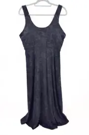 Prana Lata Beach Dress Womens XL Midi Twist Back UPF 50 Charcoal Seaside Stretch