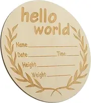 ibasenice Birth Wooden Sign Growth Cards Round New Born Sign Name Newborn Welcome Sign Cards Name Sign Emblems Newborn Announcement Sign Basswood Plywood