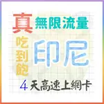 【AOTEX】4天印尼上網卡真無限高速流量吃到飽(手機卡SIM卡網路卡預付卡)