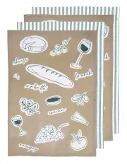 [Ladelle] A Long Lunch Kitchen Towel 4 Pack in Taupe
