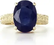 [Galaxy Gold GG] 14K Solid Yellow Gold Filigree Solitaire Design Ring with Oval Natural Sapphire 5278