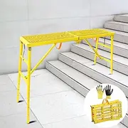 Adjustable Ladder Work Platform, 70(L) x15(W) x Adjustable Platform Ladder for Stairs, Home Portable Scaffoldding,770 Lbs Capacity