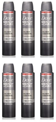 6 X Dove Men+Care Silver Control Anti-Perspirant/Anti-Transpirant 150mL Spray