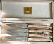 Claude Dozorme Laguiole 4 Piece Set of Steak Knives Olive Wood Made in France