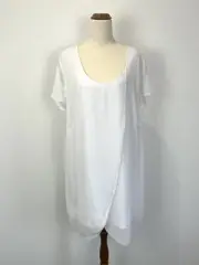 NEW ts Taking Shape Womens Plus Top White Polished Tunic Asymmetric Hem Event S