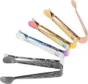 5pcs Mini Stainless Steel Ice Tongs Sugar Tongs for Serving Ice Cubes Cookies and More Compact Food Serving Tool for Weddings and Tea Parties