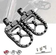 StarknightMT CNC Wide Fat Footpegs 360° Roating MX Foot Pegs Chopper Bobber Style Compatible with Dyna Fatboy Sportster Iron 883 (Black)