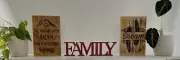 Scorched/burnt Wooden Stand Up Signs
