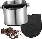 iplusmile Commercial Coffee Grounds Bin Large Knock Box Stainless Steel Construction Airtight Canister Non-slip Pad