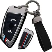 ontto Zinc alloy Car key fob cover case Fit for BMW X1 X3 X4 X5 F15 X6 F16 G30 7 Series G11 F48 F39 520 525 G20 118i 218i 320i keyring Silicone Key Shell Holder bag keychain Accessories 3 button Black