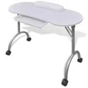 Folding Manicure Table with Castors - White