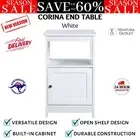 Modern Sarantino Corina Bedside End Table Open Shelf with Door Cabinet - White