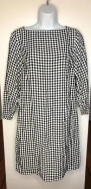TIBI Womens Size 2 Shift Dress Black White Gingham Checkered Mini NEW