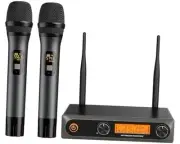 Wireless Microphones,Professional Metal Dual UHF Cordless Dynamic Mic Handheld