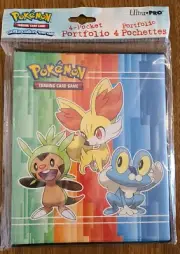 ULTRA PRO POKEMON 4 POCKET BINDER PORTFOILIO CHESPIN FENNEKIN FROAKIE w/ extras