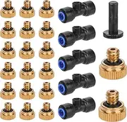 Misting Nozzle Kit, 20pcs Spray Nozzles and 5pcs Water Misting Nozzle Tees with 1 Black Plug for 1/4 Tube Outdoor Cooling System