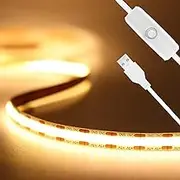 COB Led Strip Lights USB for TV: 1M 5V 3000K Ultra Bright Flexible Warm White Backlight for Under Cabinet Shelf