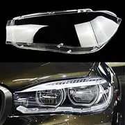 Car Front Glass Lens Lamp Case Compatible for BMW X5 X6 F15 F16 2014 2015 2016 2017 2018 ​ Caps Headlight Cover Auto Light Lampshade Shell(Left)