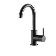 MEIR Round Basin Mixer Tap with Cold Start - Gooseneck - Single Lever - Matte Black
