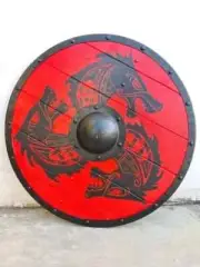 Medieval 24" Viking Round Dragon shield, Handcrafted Battle ready Wooden Shiled