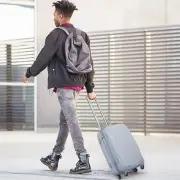 CostwayHard-side Luggage with Spinner Wheels for Travel and Business-Blue