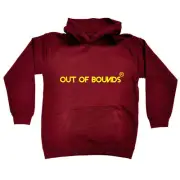 Out Of Bounds Breast Pocket Text Yellow - Funny Novelty Kids Children Hoodie