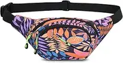 Waist Pack Large Fashion Bumbag for Women Men, Adjustable Waist Bag for Running Hiking Dog Walking Outdoor, Maple Leaf Pattern (Maple Leaf Purple, One Size)