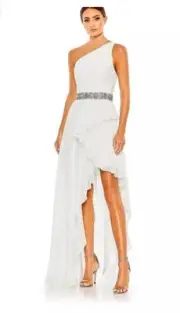 Mac Duggal 49532 Beautiful White Gown Perfect For Wedding Size 14 Retail $398
