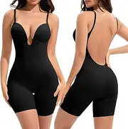 [Slimers] Backless Shapewear Tummy Control: Low Back Plunge Shapewear Bodysuit - Slimming Built-In Bra Full Body shaper Woman