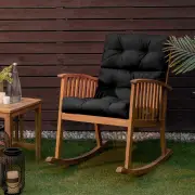CostwayPatio High Back Chair Cushion Chair Seat Pads with Non-slip Rope Belts-Black