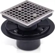 Tile-in Shower Floor Drain Square with Brushed Nickel Shower Drain Grate and ABS