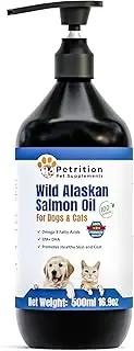 Petrition Wild Alaskan Salmon Oil for Dogs & Cats - 500ml Supports Hip and Joints, Immune & Heart Health - Omega 3 - All Natural Epa + Dha Fatty Acids for Skin & Coat