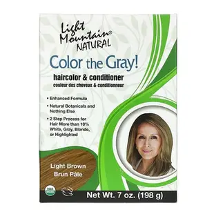 [iHerb] Light Mountain Color the Gray!，天然染髮劑&護髮素，淺棕色，7盎司（197克）