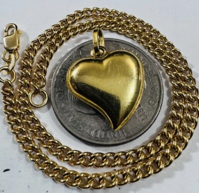 18C 18K 750 Real Gold Women’s Charm Heart Charm Anklet 5.7g 3.2mm 9.5” long