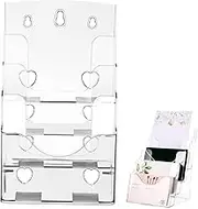 HONMEET 4 Slot Acrylic Brochure Stand Multi-Tier Display Stand for Magazines Files A5 Literature Holder for Desktop