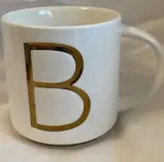 MONOGRAM LETTER Initial B Coffee CUP MUG Williams Sonoma New No Tag. Gold B