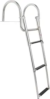 [Amarine Made] Stainless Steel in-Board 3 Steps Telescoping Ladder Folding Dock Ladder for Marine Boat Yacht Swimming Pool