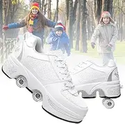 TOME.SKATES Roller Skates Shoes boys and girl，Shoes with Wheels for women and men，Adjustable Double Row Skating Shoes for kids,Trainers/Skates 2 in 1