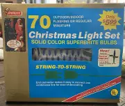 Vtg Joybrite 70 Outdoor/Indoor Regular Or Flashing Xmas Lights Solid Blue NOS