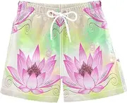 [RPLIFE] Boy Swim Trunks, Anti-Chafe Swim Trunks Boys 2 T, Beautiful Pink Lotus Flower