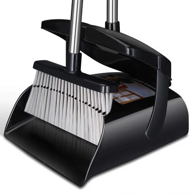Broom and Dustpan Set for Home with Lid Indoor Upright Dustpan Broom and Dust...