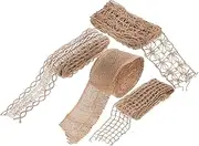 ARTSEWPLY 4 Rolls Vintage Burlap Ribbon Set of Durable Mesh Packing Ribbon for Present Wrapping DIY Crafts Home Decor Unique Retro Style for Special Occasions
